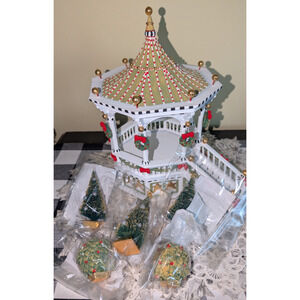 MacKenzie Childs Patience Brewster Caroler Gazebo 6 pc Display Set Trees Bushes